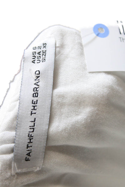 Faithfull The Brand Womens Scoop Neck Short Sleeve Long Dress White Size 02