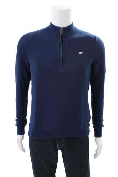 Vineyard Vines Men's Long Sleeves Quarter Zip Pullover Sweater Blue Size XL