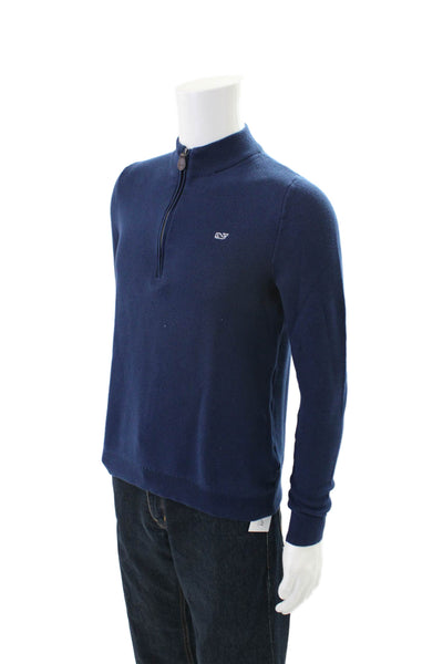 Vineyard Vines Men's Long Sleeves Quarter Zip Pullover Sweater Blue Size XL