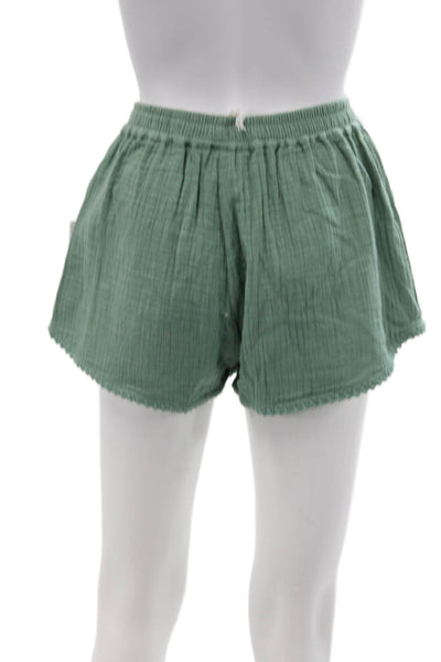 Maurie & Eve Womens Crochet Detail Elastic Waist Shorts Green Size 4