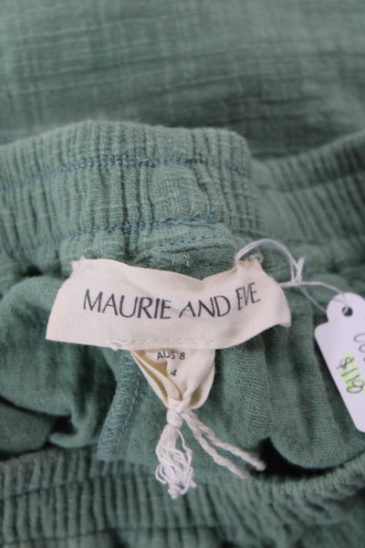 Maurie & Eve Womens Crochet Detail Elastic Waist Shorts Green Size 4
