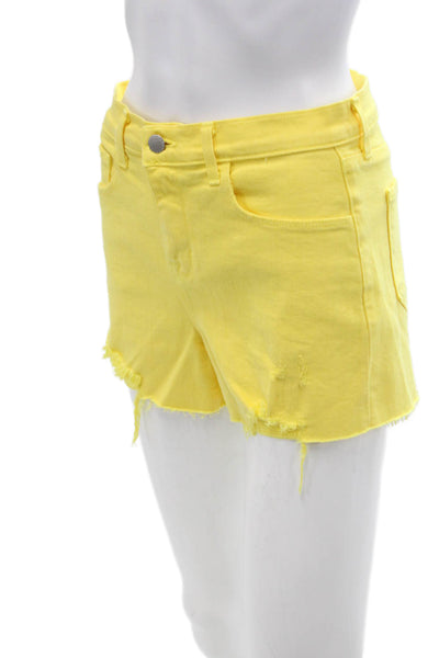 L'Agence Womens Cotton Five Pocket Mid-Rise Denim Shorts Yellow Size 25