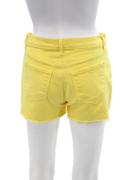 L'Agence Womens Cotton Five Pocket Mid-Rise Denim Shorts Yellow Size 25