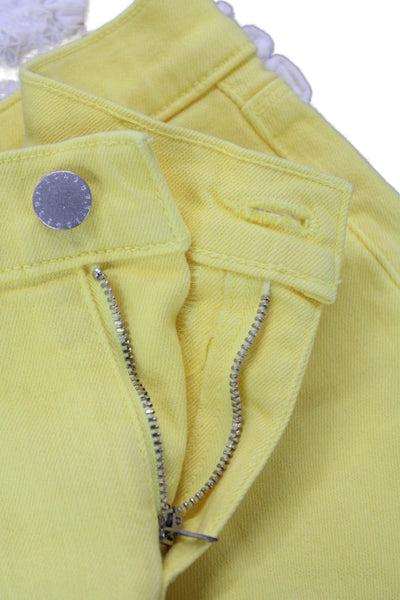L'Agence Womens Cotton Five Pocket Mid-Rise Denim Shorts Yellow Size 25