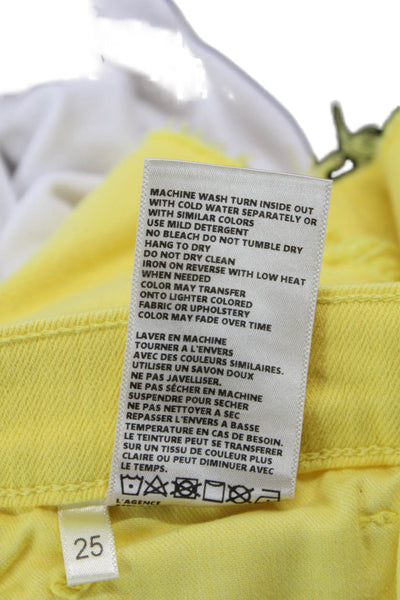 L'Agence Womens Cotton Five Pocket Mid-Rise Denim Shorts Yellow Size 25