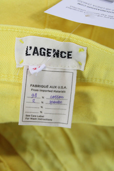 L'Agence Womens Cotton Five Pocket Mid-Rise Denim Shorts Yellow Size 25