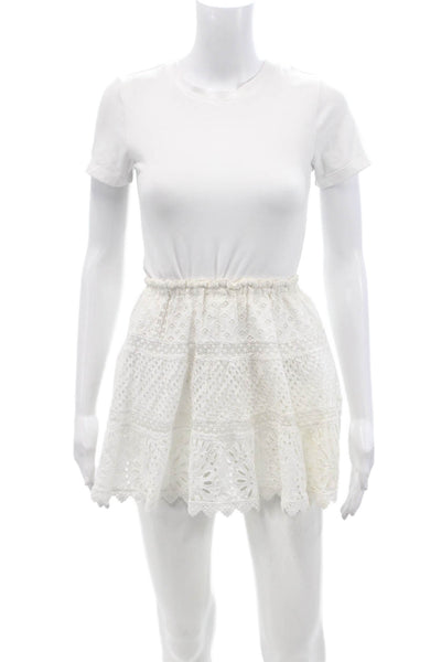 Temptation Positano Womens Cotton Battenberg Lace Mini Skirt White Size S