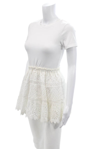 Temptation Positano Womens Cotton Battenberg Lace Mini Skirt White Size S