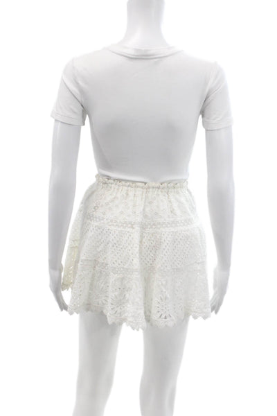 Temptation Positano Womens Cotton Battenberg Lace Mini Skirt White Size S
