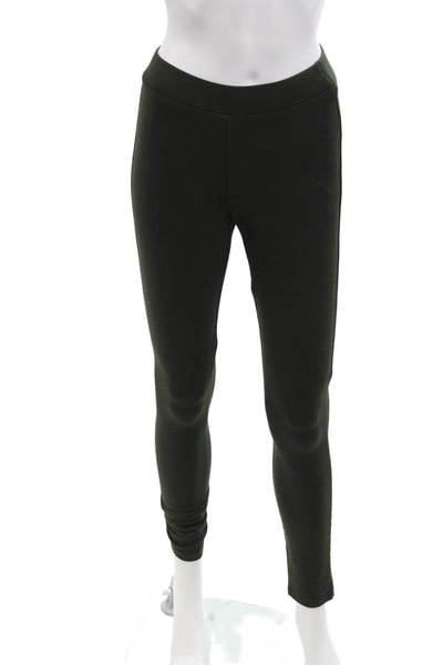 Theory Womens Luxe Ponte Pull On High Rise Slim Leg Pants Green Size Petite
