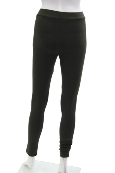 Theory Womens Luxe Ponte Pull On High Rise Slim Leg Pants Green Size Petite