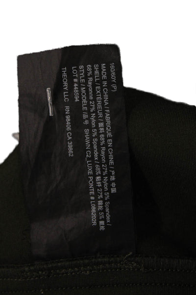 Theory Womens Luxe Ponte Pull On High Rise Slim Leg Pants Green Size Petite