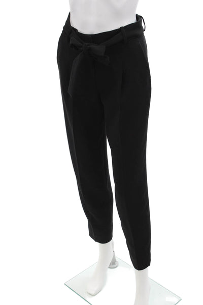 Theory Womens Sash Tie City Crepe Slim Leg Dress Pants Black Size 00