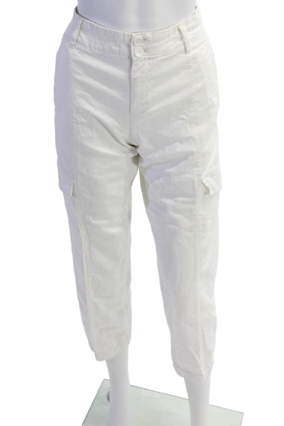 Sanctuary Womens High Rise Slim Leg Cargo Pants White Cotton Size 29