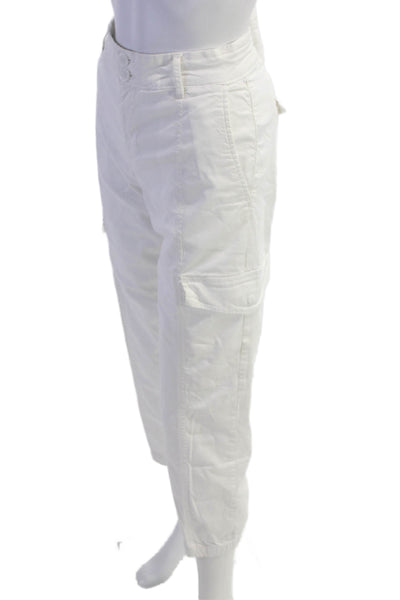Sanctuary Womens High Rise Slim Leg Cargo Pants White Cotton Size 29