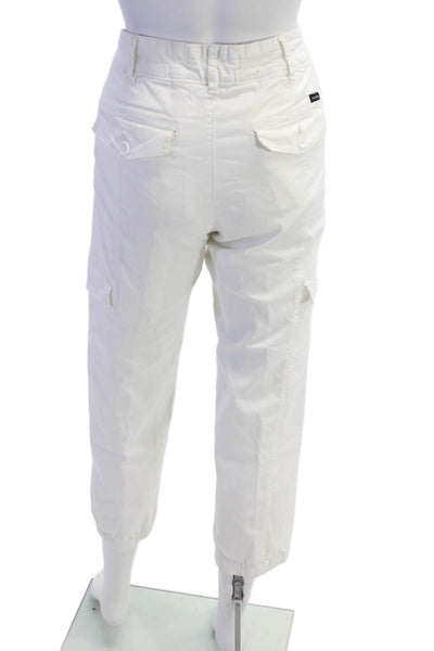 Sanctuary Womens High Rise Slim Leg Cargo Pants White Cotton Size 29
