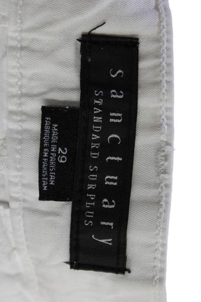Sanctuary Womens High Rise Slim Leg Cargo Pants White Cotton Size 29