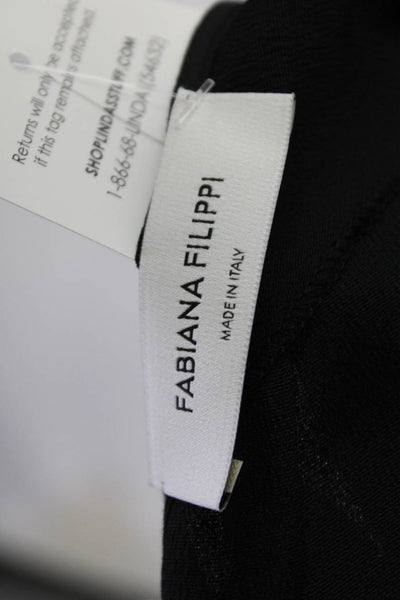 Fabiana Filippi Womens Sleeveless Square Neck Beaded Trim Top Navy Size 2XS