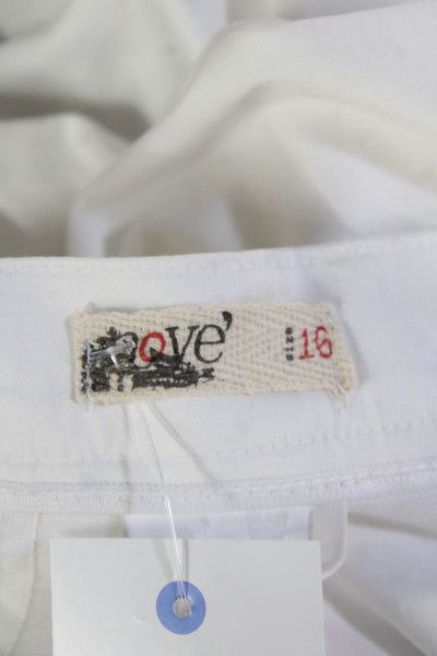 Nove Girls Button Closure Straight Leg Casual Pants White Size 16