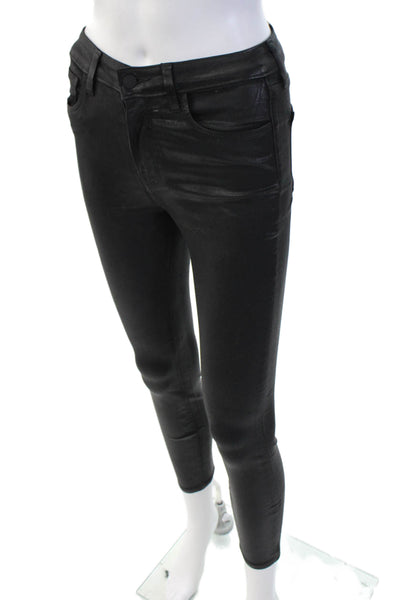 L Agence Womens Cotton Zip Button Slim Leg Sleek Pants Black Size EUR 25