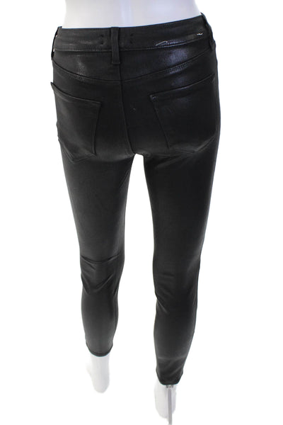 L Agence Womens Cotton Zip Button Slim Leg Sleek Pants Black Size EUR 25