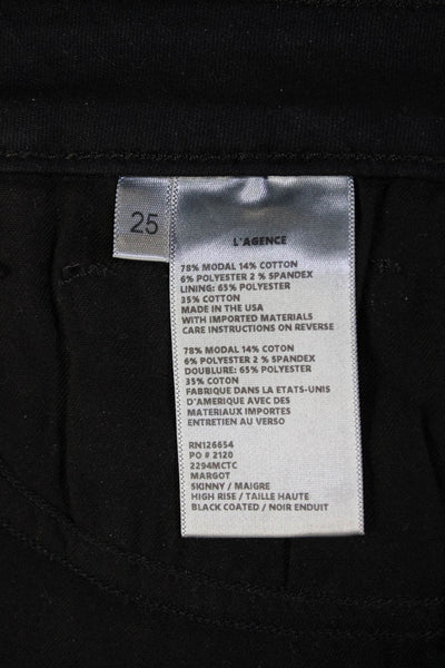 L Agence Womens Cotton Zip Button Slim Leg Sleek Pants Black Size EUR 25