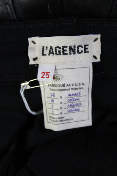 L Agence Womens Cotton Zip Button Slim Leg Sleek Pants Black Size EUR 25