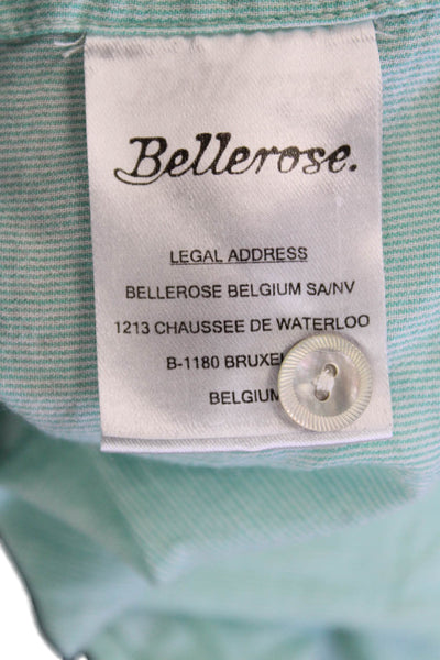 Bellerose Womens Cotton Striped Ruffle Sleeveless Blouse Top Green Size 0