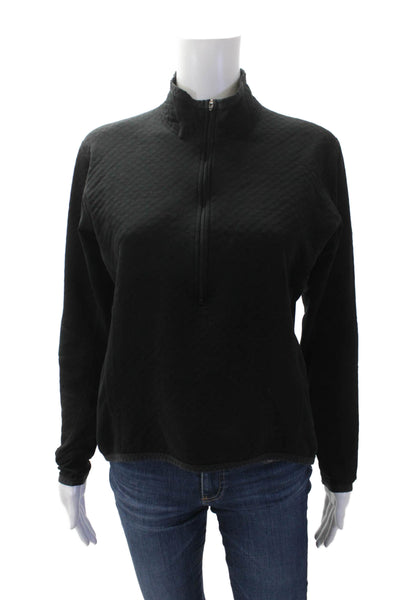 Nike Womens Half Zip Mock Neck Long Sleeve Pullover Sweatshirt Black Size M
