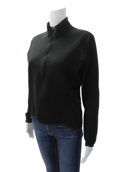 Nike Womens Half Zip Mock Neck Long Sleeve Pullover Sweatshirt Black Size M