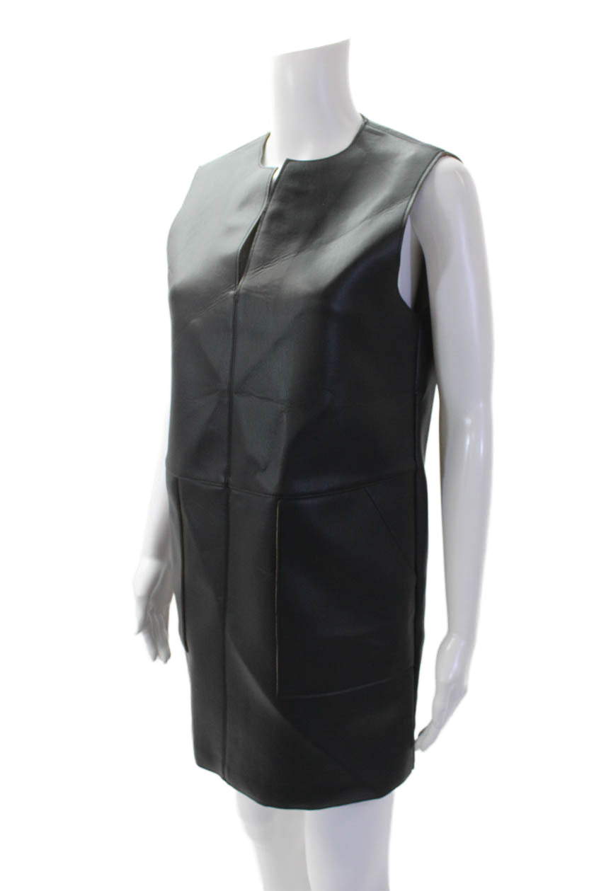 black leather dress zara Zara Black Faux Leather Mini Dress