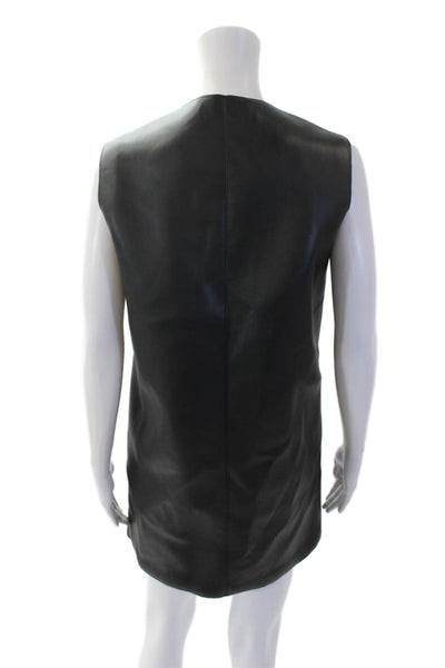 Zara Womens Faux Leather Sleeveless Shift Dress Black Size Small