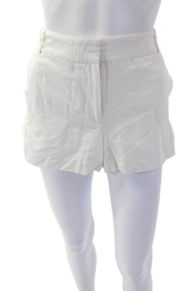 J Crew Womens Mid Rise Zip Up Chino Shorts White Cotton Size 10