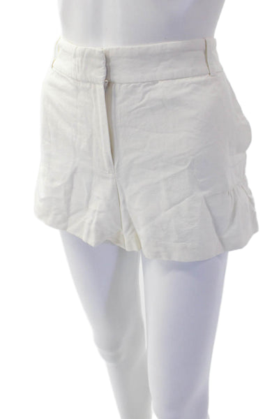 J Crew Womens Mid Rise Zip Up Chino Shorts White Cotton Size 10