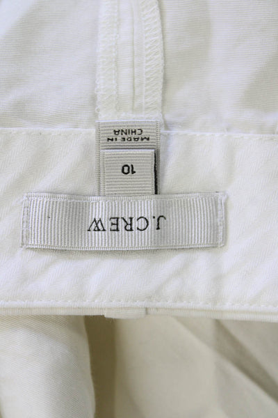 J Crew Womens Mid Rise Zip Up Chino Shorts White Cotton Size 10