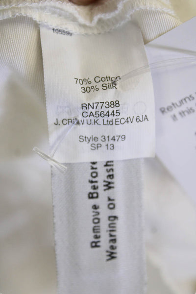 J Crew Womens Mid Rise Zip Up Chino Shorts White Cotton Size 10