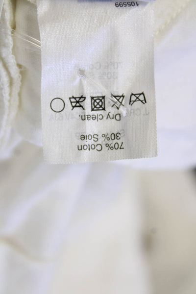J Crew Womens Mid Rise Zip Up Chino Shorts White Cotton Size 10