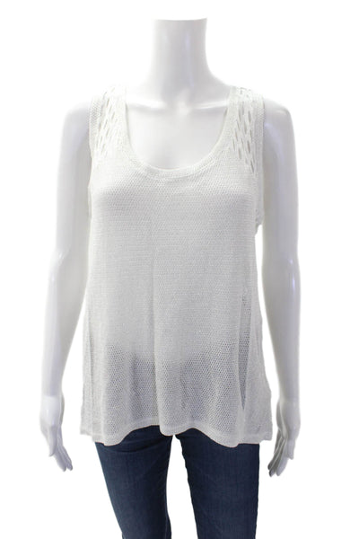 Generation Love Womens Jumbo Mesh Back Shell Sweater White Size Large