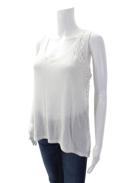 Generation Love Womens Jumbo Mesh Back Shell Sweater White Size Large
