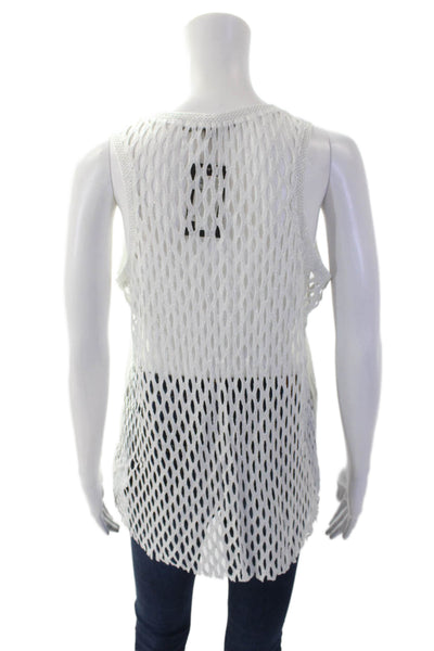 Generation Love Womens Jumbo Mesh Back Shell Sweater White Size Large