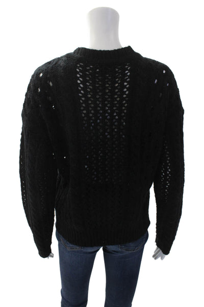 RD Style Womens Cable Knit Crew Neck Long Sleeves Sweater Black Size Medium