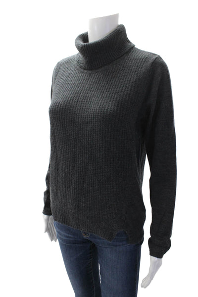 Tahari Womens Long Sleeves Turtleneck Sweater Grey Wool Size Medium