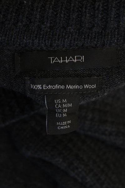 Tahari Womens Long Sleeves Turtleneck Sweater Grey Wool Size Medium
