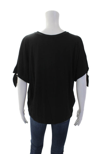 Rebecca Minkoff Womens Short Sleeve Cold Shoulder Tee Shirt Black Size XS