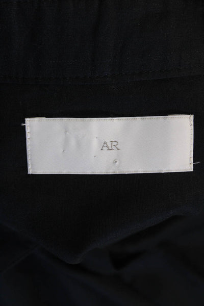 AR Womens Button Front Side Zip Collared Long Sleeve Shirt Black Size 4