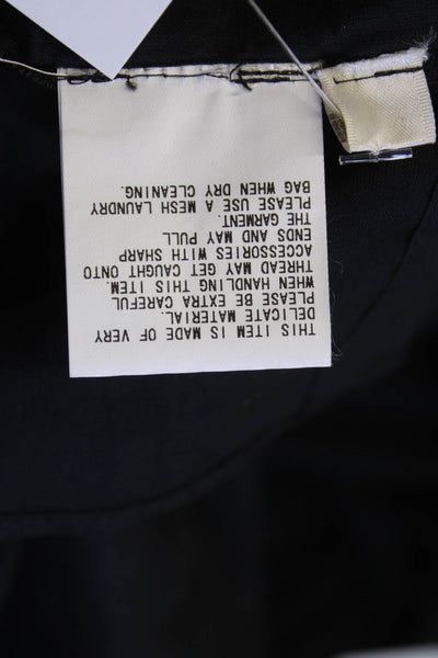 AR Womens Button Front Side Zip Collared Long Sleeve Shirt Black Size 4