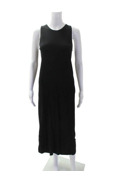 Vince Womens Sleeveless Scoop Neck Knit Midi Shift Dress Black Size Small