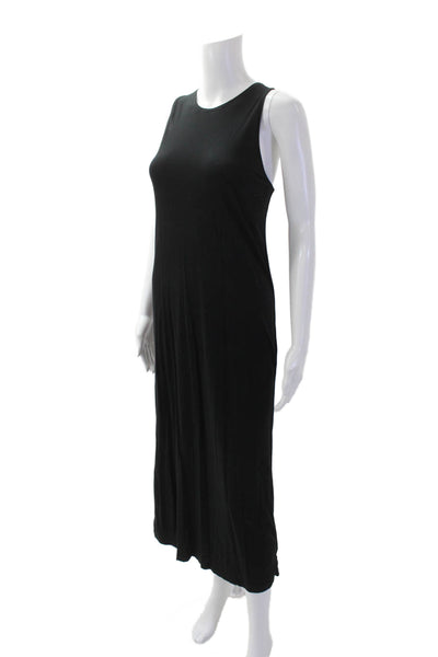 Vince Womens Sleeveless Scoop Neck Knit Midi Shift Dress Black Size Small