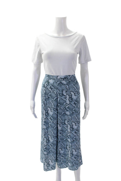 Zadig & Voltaire Womens Side Button Snakeskin Print Silk Skirt Blue Size FR 40