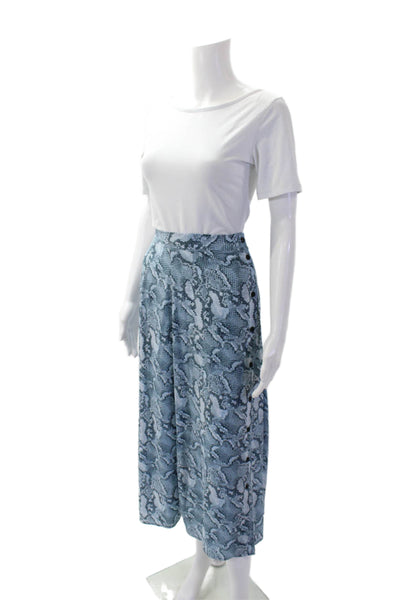 Zadig & Voltaire Womens Side Button Snakeskin Print Silk Skirt Blue Size FR 40
